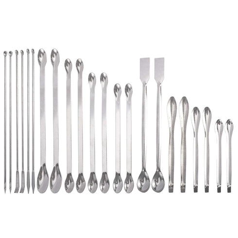 22 Pieces Steel Lab Spatula Micro Scoop Set, Tiny Mixing Spatula for Laboratory Sampling Spoon