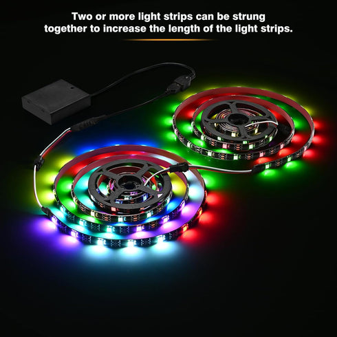 G GEEKEEP 85 6.6ft Battery Powered Led Strip Lights Waterproof, Modes Chasing Multi Color USB led light strip Outdoor