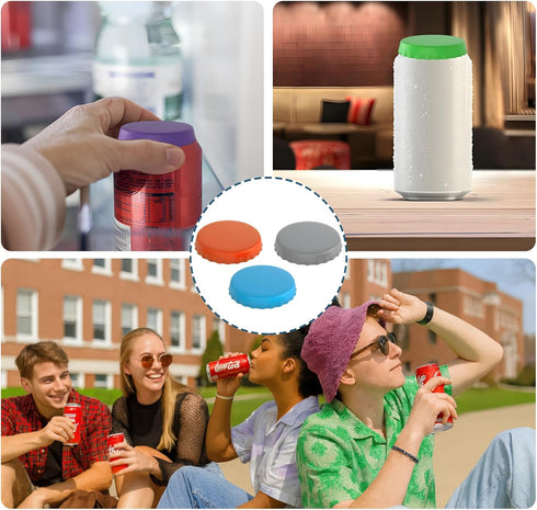 Creztail 6 Pack Soda Can Lids Reusable Silicone Can Covers, Pop Can Lids Fits Standard Cans, Soda Can Saver, Can