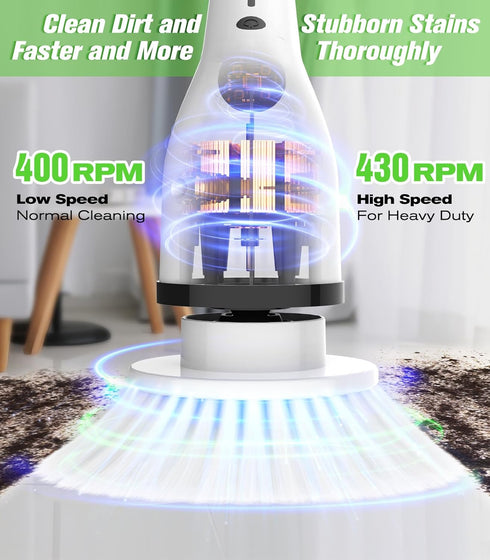 9 Heads,1.5H Electric Spin Scrubber for Cleaning,Cordless Waterproof Bathroom Shower Brushes with Power Dual Speed
