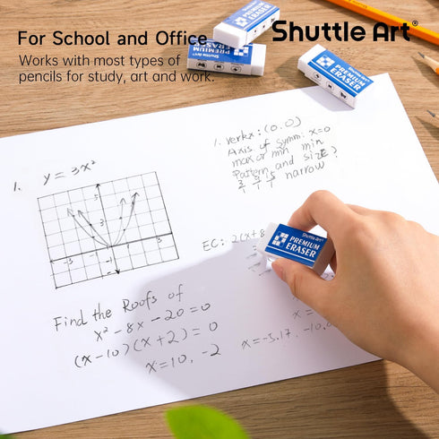 Shuttle Art 144 Pack Premium Erasers Bulk, White Classroom Set for Kids, Teachers, School and Office Supplies