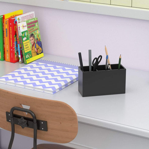 NIUBEE Acrylic Pen Holder, Black Pencil Organizer Cup with 3 Compartments for Countertop Desk Accessory Storage