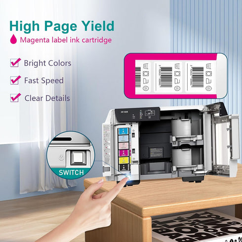 YOUEXPERT PJIC4 PP-50 PP-100 Magenta Label Ink Cartridges, Compatible for DiscProducer PP-100 Printer