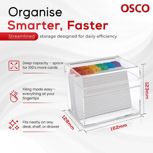 Osco 100 5" 4", Medium Clear Acrylic Index Box, A to Z Divider Tabs, Lined Note Cards, x Ruled Revision Flash Cards