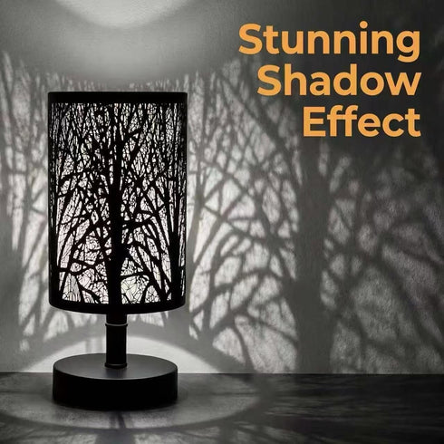 Table Lamps Bedside Nighting Light Decorative Nightstand Lamp for Bedroom, Living Room, Black Metal Shade Forest