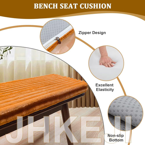 SUCADA 80x30cm, 5cm Settee 30D Indoor Bench Cushion Orange Long Dining Bench Cushions for Indoor Furniture, Thick