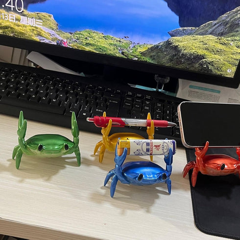 LOGUTIA Crab Phone Pencil Stand Creative Pen Holder Pencil Holder Spoon Holder - Blue Crab Phone Stand Crab Pen Holder