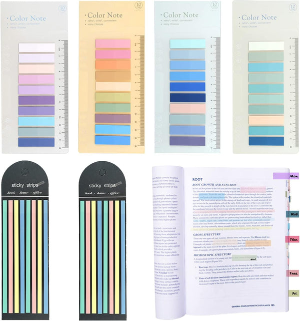 WSCHU 1120Pcs Sticky Tabs for Annotating Books, Writable Morandi Translucent Sticky Note Tabs, Repositionable Book