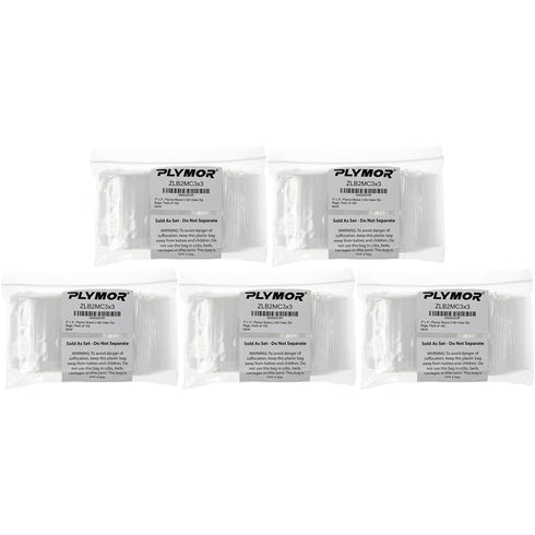 Plymor 3" x 3" Zipper Reclosable Plastic Bags - Pack of 500, 2 Mil for Storage and Organization