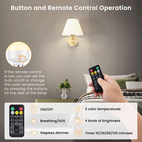 SCOPOW 2 Packs E26 Rechargeable Light Bulbs, Remote Control Timer, 350LM Magnetically Battery Operated, 2 Pack