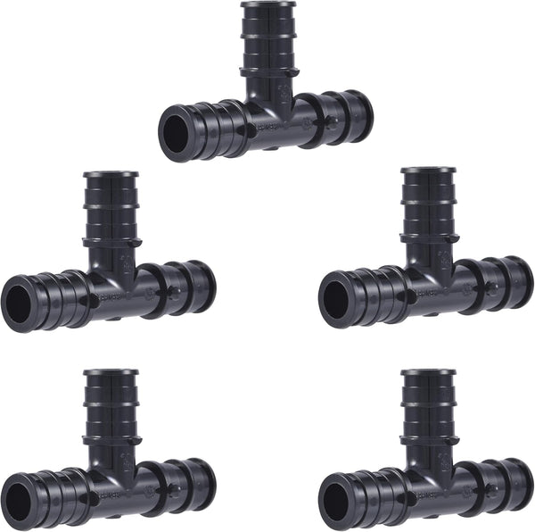 SharkBite 1/2 Inch Poly Expansion Tee for PEX-A Pipe, Pack of 5, Plastic Plumbing Fittings