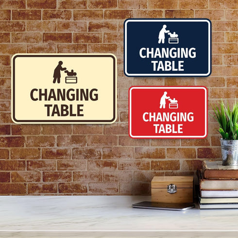 Classic Black Framed Changing Table Sign - Small Size