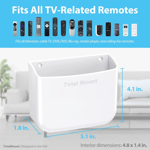 TotalMount Hole-Free Remote Holder | Eliminates Need to Drill Holes for 2 or 3 Remote Controls