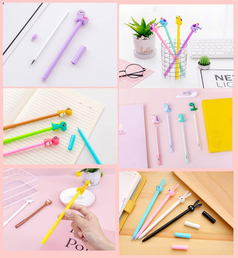 YYaaloa 140pcs Cute Cartoon Gel Ink Pens, 0.5 mm Black Ink Assorted Styles, Fun Kawaii Pens for Kids, Office