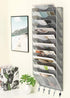 EasyPAG 10 Pocket Hanging File Organizer, Wall Mount Vertical File Holder with 5 Key Hooks, Silver for Office and