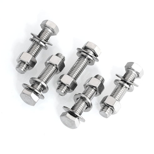 (6 Sets) 3/8-16x1-3/4" Hex Head Stainless Steel Bolts and Nuts with Flat & Lock Washers, 304 Stainless Steel 18-8