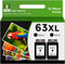 Remanufactured Ink Cartridge Replacement for HP 63XL 63 XL (Black 2-Pack), Works with 3830 4650 4652 4655 5200 5252 5255