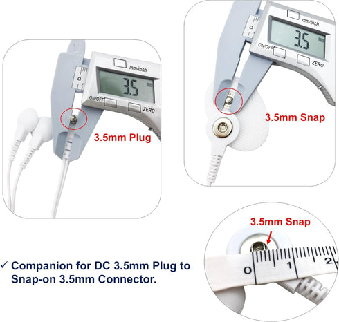 4 Count TENS Wires, 3.5mm Plug TENS to 3.5mm Snap Electrode Wires for TENS Unit (Check Plug Size)