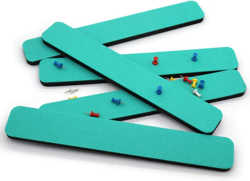 Felt Bulletin Board Bar Strip 0.5 Inch Thick, 13 Inch Length with 15 Pushpins, 5 Turquoise Self-Adhesive Bars