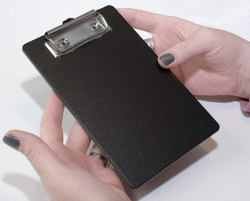 Primo Factotum Mini Clipboards, 4" x 6", Great for Small Notepads, 2 Pack (Black Deluxe Version)