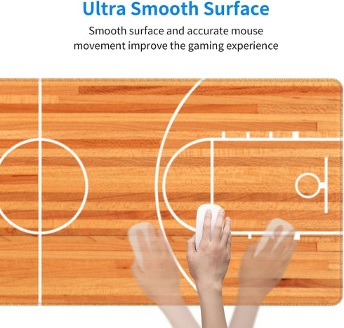 Basketball Gaming Mouse Pad XL, Large Non-Slip Rubber Mousepad, Stitched Edges, Long Extended Mouse Pad, 31.5'' X 11.8''