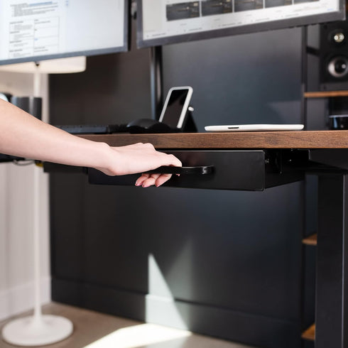 VIVO 13 inch Under Desk Mounted Sliding Pull-out Drawer, Black Storage Organizer for Office Desk, Pull Handle