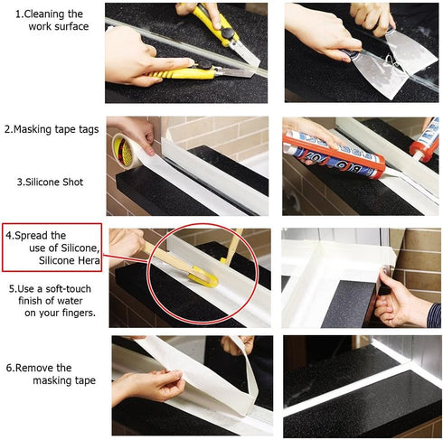 Caulk Caulking Silicone Sealant Finishing Tool Set - 4 Size Spreader Applicator Rubber Tools