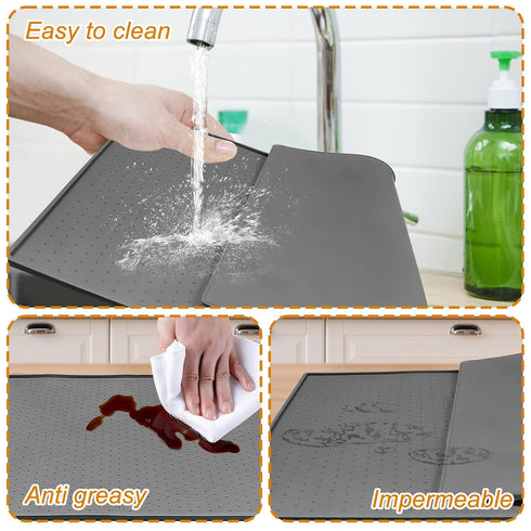 Silicone Ice Makers Countertop Mat - Waterproof with Raised Edge to Prevent Liquid Spillage, 19“x12”