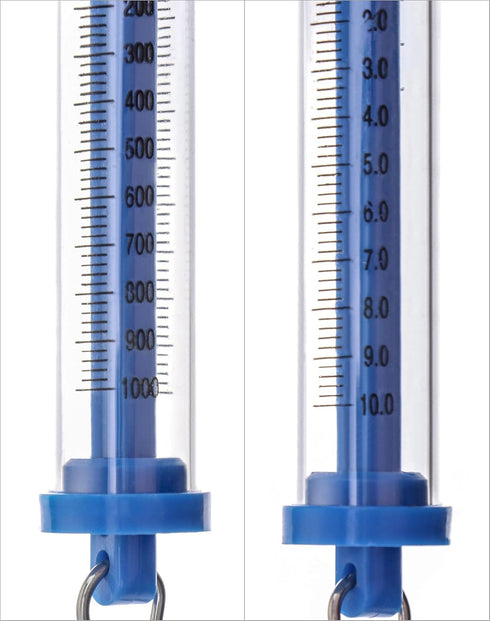 QWORK Plastic Tubular Spring Scale - 5 Pack 1000g/10N Capacity, Clear Plastic Body with Zeroing Capability