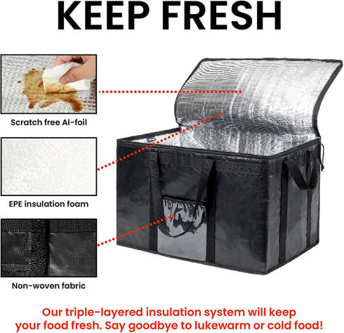 (3XL NZ home Insulated Bags for Food Delivery PRO) Grocery Shopping Cooler Bag, Pizza Delivery, Hot & Cold Catering