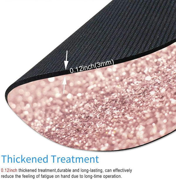 Rose Gold Rainbow Glitter Gaming Mouse Pad, Custom Design, Non-Slip Rubber Square for Computers, 7.9 x 7.9 Inch