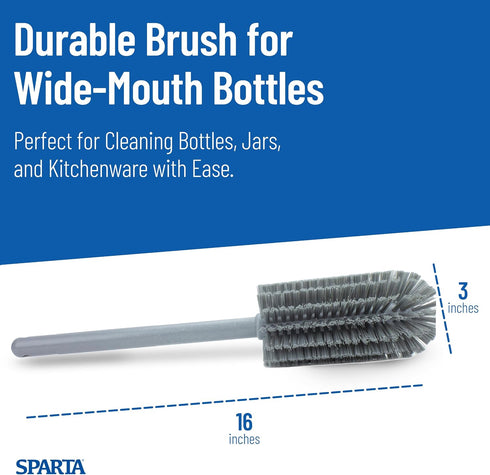 16 Inches, SPARTA Scrub Brush Bottle Brush, Dishwasher Safe Brush with Hanging Hole for Cleaning, Plastic, Gray