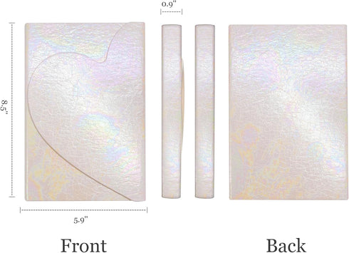 Rainbow PU Hardcover Journal, Magnetic Heart Flap Irregular Holographic Craked Grain Leather Notebook Love Diary 8mm Lined Pages with Bookmarks, 5.8'' x 8.5''