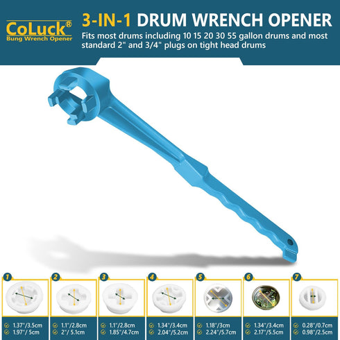 Bung Wrench, Gallon Drum Wrench for 10 15 20 30 50 55 Gallon Drums, Fits 2 inch and 3/4 inch Caps