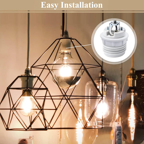 E26 Bulb 6 Inches Bulb, 1 Pack DiCUNO Medium Base Ceramic Light Threaded Socket with White Shade Ring, Standard