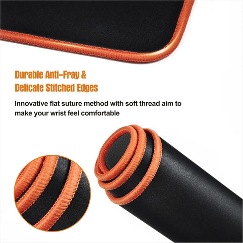 Mouse Pad with Anti Fraying Stitched Edge, Smooth Surface Computer Mousepad Mat with Natural Rubber Base, Washable