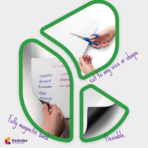 Kedudes USA Made Magnetic Dry Erase Board Sheet 17" x 11" with 6 Markers - Magnetic Whiteboard for Fridge
