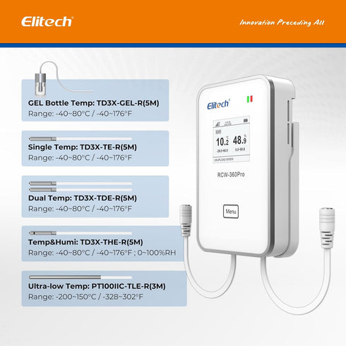Elitech External Temperature Probe, Temperature Sensor for RCW-360Pro Device, Monitor -40~176?, 16.4ft