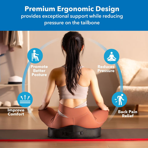 Tailbone Mount-It! Office Seat Cushion, Premium Comfort Chair Lumbar Support, Memory Foam, Gel Filling, Ergonomic