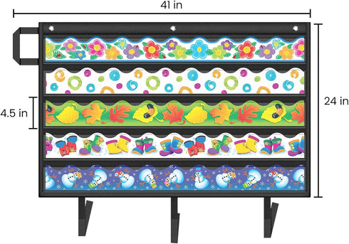 Godery Border Storage Pocket Chart, Classroom Pocket Charts for Organizing and Displaying Decorations (Black)