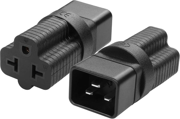 YACSEJAO 2 Pack NEMA 5/6-15/20R to IEC320 C20 Connector, 4-in-1 16Amp UPS Plug for Network Equipment