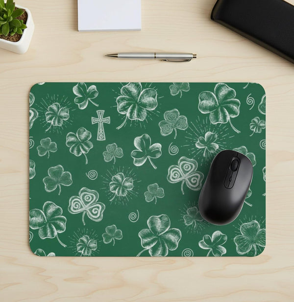 Generic St Patricks Day Green Clovers Desk Mat Multifunctional Deskpad, Waterproof Tapete para