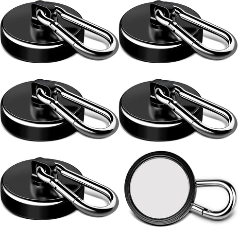 LOVIMAG Magnetic Hooks, 150LBS Strong Heavy Duty Black Swivel Hooks for Refrigerator, Kitchen, and Grill (6 Pack)