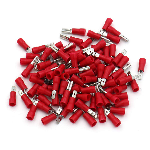 Baomain 0.11" Female & Male Spade Connectors - 22-16 AWG Insulated Crimp Terminals Quick Disconnect Electrical Wire