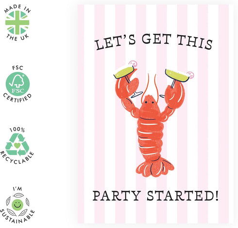 Hilarious Celebration Card Lets Get This Party Started! Lobster Cocktails Birthday, Hen Party, or Milestones