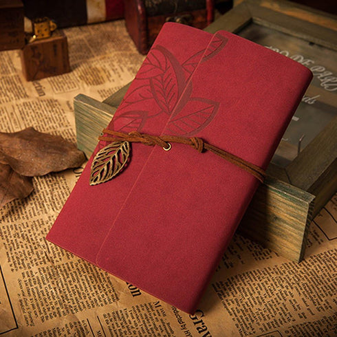 EvZ Vintage Dark Red PU Leather Cover, Loose Leaf Blank Notebook Journal Diary Gift