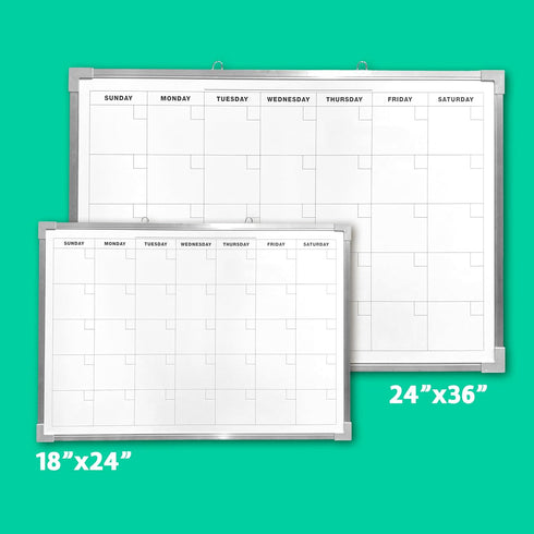 Flipside Framed Calendar Dry Erase Board, 24 x 18, White Surface with Silver Aluminum Frame
