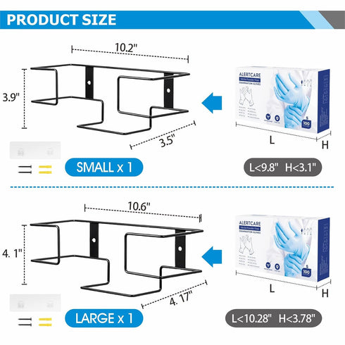 2 PCS Carbon Steel Glove Holder Wall Mounted, Metal Glove Box Dispenser Organizer, Reusable Wall Mount Glove Rack