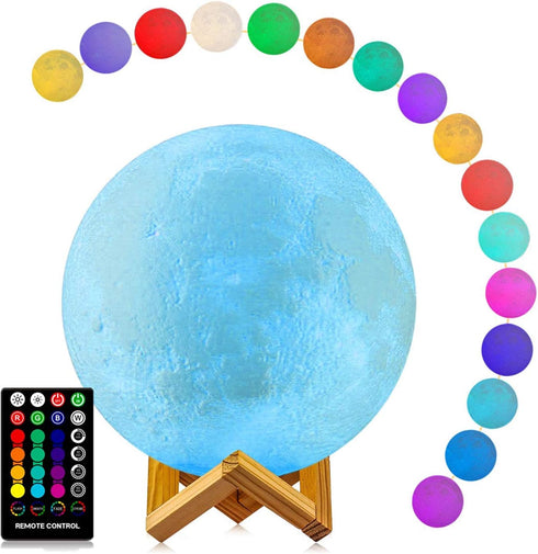 LOGROTATE Moon Lamp, Moon Light Lamps with Time Setting and Stand 3D