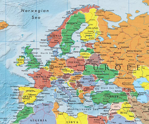 World Premier Wall Map Poster Mural by Swiftmaps, 24h x 36w